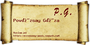 Povázsay Géza névjegykártya